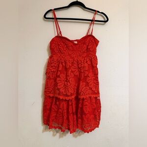 Maeve Vibrant Red Lace Dress